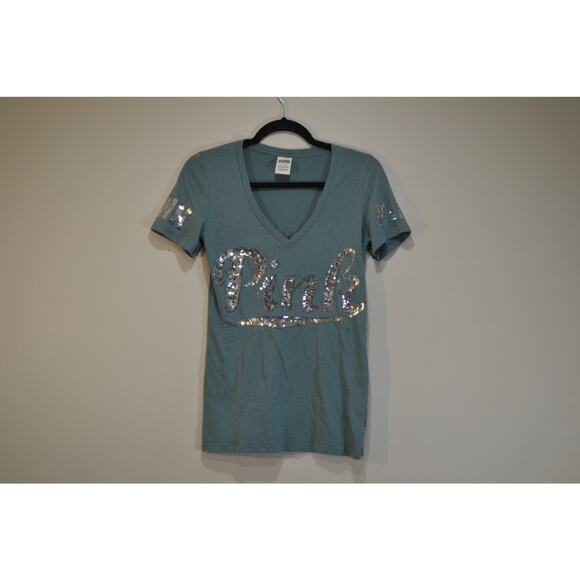 T-shirt Victoria's Secret PINK Iowa State University, Col V, Strass, Manches Courtes, Neuf Avec étiquettes